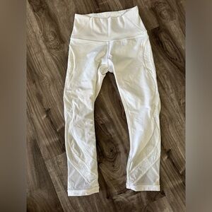 Lululemon Capri Leggings — White w/ Lace